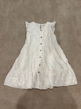 Hayden Girls White Button Dress